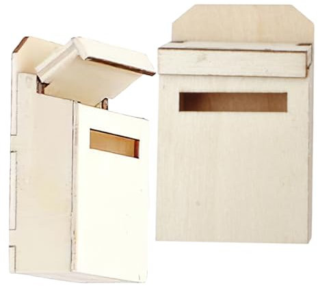 ibasenice Mini Boîte Aux Lettres Unique pour Enfants 2 Pièces Modèle en Bois pour Décoration De Maison De Poupée