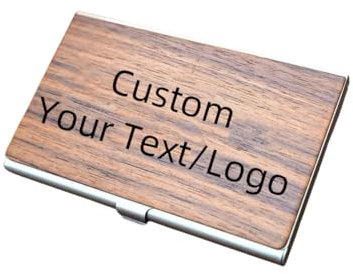 hadefa Personalisierter Visitenkartenhalter, individueller Holz-Kartenhalter mit Text/Name/Logo, individuelle Visitenkartenbox aus Holz, langlebige Business-Geschenke für Herren und Damen