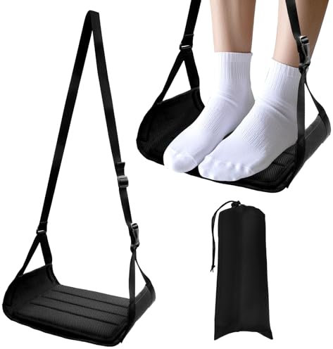 KASURE Flugzeug Fußstütze, Flugzeugfußstütze aus Premium Memory Foam, Reiseaccessoires Fußstützen Hängematte, Tragbare Reise Fußstütze, Fußstütze Flugzeug