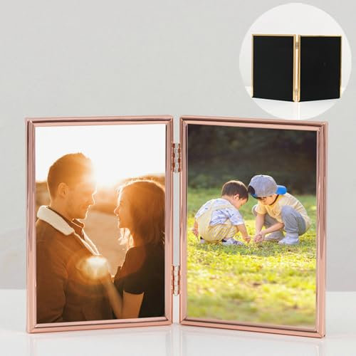 Ayoiow Bilderrahmen 18x13 cm Roségold Glas Photo Frames für Jubiläum Photo Frame Table