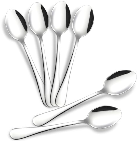 Kucensi Espresso Spoons, Tea Spoons Set of 6, Mini Coffee Spoon, 4.7 Stainless Steel Small Spoon Set for Coffee, Tea, Dessert, Appetizer, Sugar, Dishwasher Safe