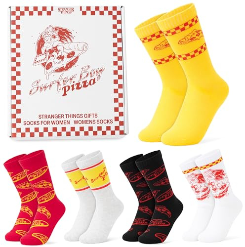 Stranger Things 5-pack strumpor för kvinnor, tonåringar, storlek 6-11, bomullsblandning, mjuka, andningsbara damstrumpor, karaktärsdesign, gåvor för kvinnor