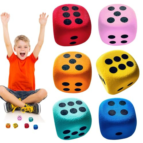 Moxeupon Würfel aus Schaumstoff | 6 weiche Würfel 4 cm | sicheres Spielzeug mit abgerundeten Kanten ab 3 Jahren – pädagogisches Werkzeug für Haus, Camping, Schule, Reise