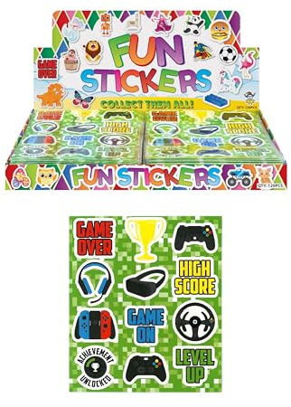 Henbrandt 120 Gamer Sticker Sheets - 1440 Stickers - Video Game Party Supplies, Loot Bag Fillers, Arts & Crafts - 10cm x 11.5cm - 12 Stickers Per Sheet