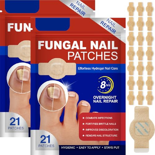 2 Pack Fungal Nail Repair Patches 42PCS – Extra Strong 8-Hour Overnight Treatment for Damaged Toenails & Fingernails, Restores Nail Strength & Appearance, Breathable & Gentle, Easy At-Home Care