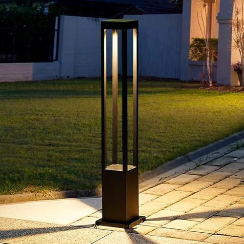 Lámpara de Camino Moderna con diseño Cuadrado de Aluminio, Resistente al Agua, para jardín, 12 W, luz cálida LED, bolardo, lámpara de pie para césped Exterior, para Patio y pasarel