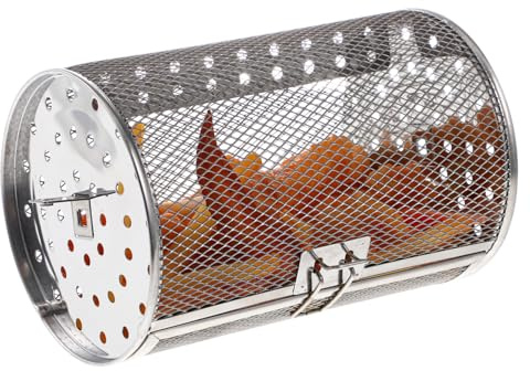LOPUNER Rotisserie Oven Basket Stainless Steel for Air Fryer Non-rust Baking Cage with Movable Door and Square Center for Dry Fruits and Beans