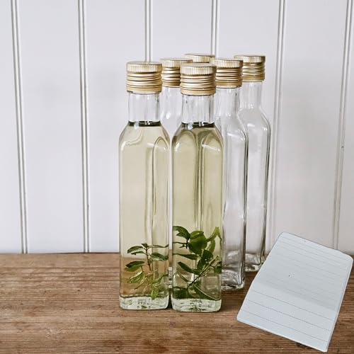 OOPS TOYS 24er Set Glasflaschen Weiß 250 ml Maraska Antik mit Schraubverschluss – Leere Glasflaschen 0,25 l zum Befüllen für Likör, Essig, Öl, Sirup oder Geschenkideen (Weiß, 24 Stk.)