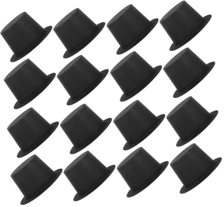 GARVALON 50 Stück Kleiner Zylinder Schwarz aus Beflocktem PVC Kleiner Schneemannhüte zum Basteln Selbstgemacht Clownshüte für Weihnachtsdeko und Puppenzubehör