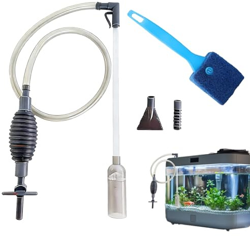 XJLyaya Limpiafondos Sifonador Acuario, Accesorios Acuario, Herramientas de Limpieza para Peceras, Adecuado para Cambios Diarios de Agua, Limpieza de Residuos y Raspado de Algas