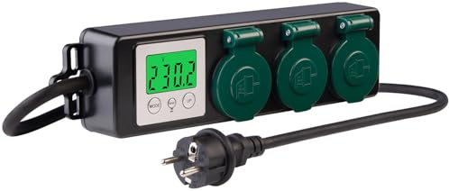 revolt Steckdosenverteiler: 3-fach-Outdoor-Steckdosenleiste & -Energiekostenmesser, 3.680 W, IP44 (Steckdosenleiste mit Klappdeckel, Feuchtraum, Dichtung)