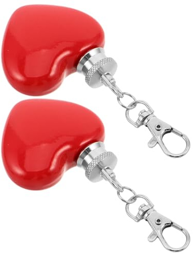 Gatuida Lot de 2 Flasques en Métal de Cœur 30 Ml Rouges Porte-clés et Clip, Gourdes à Vin Étanches pour Saint-valentin, Accessoires Portables pour Camping et Fête