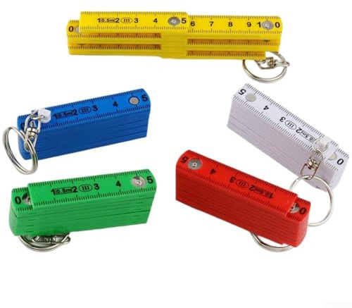 Regla plegable de 50 cm con compatibilidad con llavero, lo suficientemente compacta para llevar en el bolsillo o bolsa durante las tareas diarias (azul)