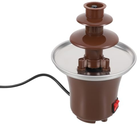 LALADEFIEE Fuente de Chocolate en Acero Inoxidable y Plástico Marrón de 3 Niveles Fácil de Montar y Desmontar para Fondue de Chocolate Caliente en Fiestas