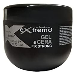 Intercosmetics Extremo - Gel & Cera Fix Strong per capelli, effetto modellante, non lascia residui, vaso da 500 ml