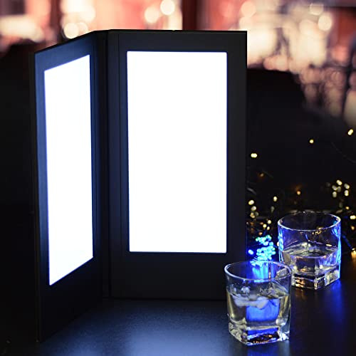 WeChef 4 Pack LED Backlit Menu Cover Leatherette Wine List Check Bill Holder Displayer 2-Panel Fits 5x11 Paper