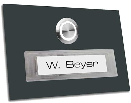 Türklingel 100 x 70 mm mit Beschriftungsfeld ANTHRAZIT pulverbeschichtet Klingelplatte Namensfeld Haustürklingel Klingelschild selbst Beschriften 118.BO.ZB2