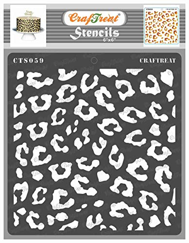CrafTreat Reusable Cheetah Print Stencil – 6x6 Inch Cheetah Skin Pattern for Cake Decorating, Furniture Painting, DIY Crafts, and Home Décor Projects