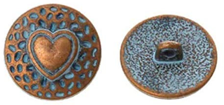 Metallknöpfe Ösenknöpfe 10 Stück Ø ca. 18mm rund rotkupfer Knopf mit Herz-Muster Mantelknopf Jackenknopf Ösenknopf zum annähen nähen