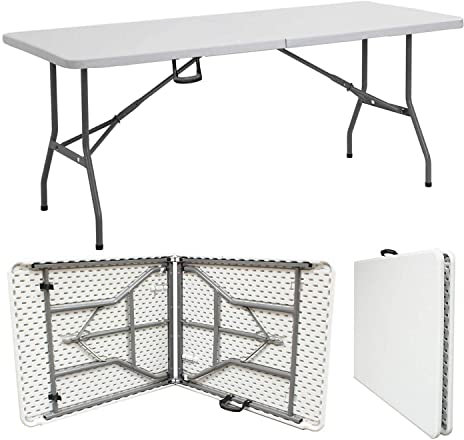 Denny Shop 4ft, 5ft & 6ft Camping Catering Heavy Duty Folding Trestle Table For BBQ Picnic Party by Crystals® (6ft Folding Table)
