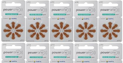 Power One Size 312 Hearing Aid Batteries (80 Batteries)