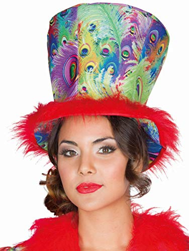 Mottoland Damen Hut Pfau Zylinder, Kostüm-Zubehör Pfauenhut Einheitsgröße Fasching Karneval