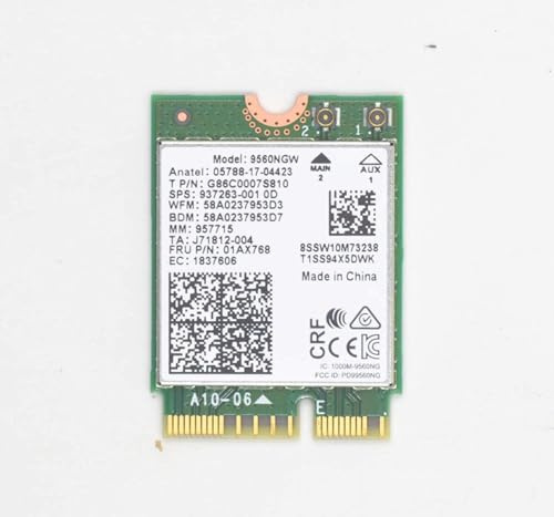 for Intel WiFi Card Wireless-Network Card 9560AC, 9560NGW,AC 9560, M.2 2230, 2X2 Ac+Bt, Gigabit, No Vpro NGFF Key E (M2:CNVio)