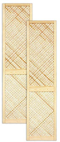 ben+camilla.com Gittertür Holztür Natur 201,3 x 49,4 cm Schranktür Raumteiler Schiebetür für Regale, Schränke, Möbel | Kiefer Holz unbehandelt | Doppel-Paket 2-er Pack