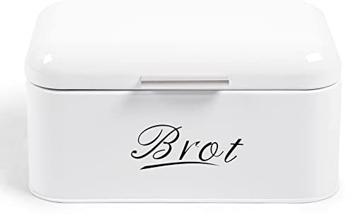 Theo&Cleo Contenitore per Pane con Coperchio, Grande Scatola per Mantenere Il Pane Croccante in Metallo, Adatta per Pane e Biscotti, li conserva a Lungo a Senza umidità, Design retrò, Bianco