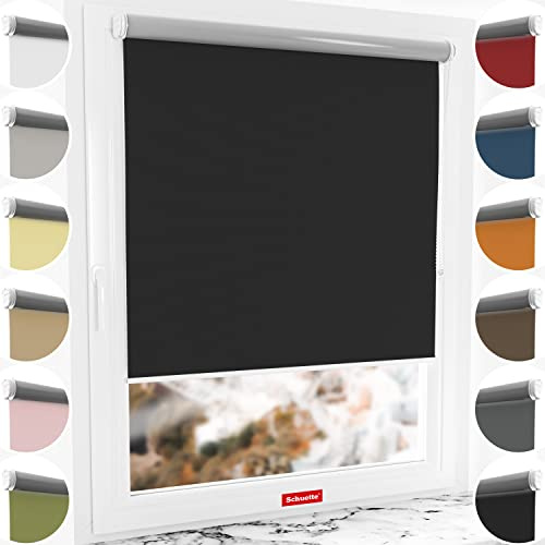 Schuette® Verdunkelungsrollo ohne Bohren/mit Bohren 2in1 ● Thermo Rollo Kollektion: Onyx Stone (Schwarz) ● 105 x 230 cm (Breite x Höhe) ● Suprafix Klemmrollo = Klemmfix 2.0 ● 60s Montage mit Video