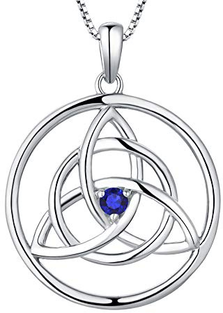 YL Kette Keltische 925 Sterling Silber 12 Geburtsstein Zirkonia Irische Knoten Anhänger Halskette für Damen