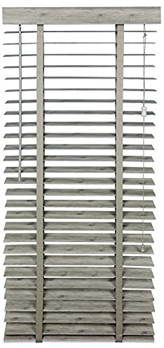 Jalousie in Holzoptik | 50 mm Lamelle | Verschiedene Größen | Sonnenschutz für Fenster mit Bohren | PVC weiß/grau (grau, 100 x 240 cm)