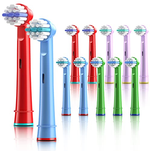 THISONG Kids Ersatzbürstenköpfe für Oral B, professionelle Präzisionsreinigung Zahnbürsten-Ersatzköpfe kompatibel mit Oral B elektrischen Zahnbürsten, Packung mit 12