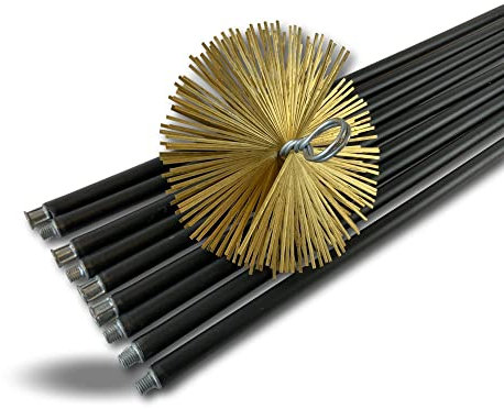 Kit de ramonage classique conduits non gainés | Hérisson acier plat | Ø 200 mm | 9 * 1,4 m | 9 cannes noires Ø 17mm creuses | Cheminées | Kibros 4KIT20ALO