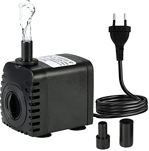 Kavolet Pompe d'aquarium 600L / H 8W, Pompe à Eau Submersible, Pompe à Eau d'aquarium, avec 2 Buses, pour ​Les Aquariums, Les étangs, Les Jardins Aquatiques et Les systèmes hydroponiques, AC220-240