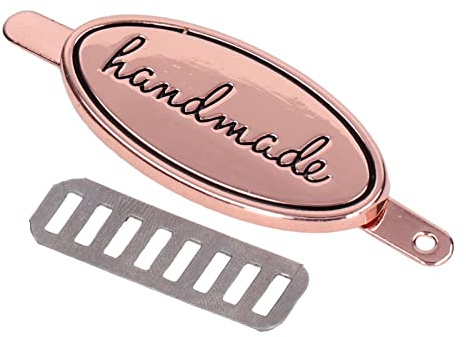 Hztyyier Handgefertigte Metalletiketten, DIY Taschenetiketten, Mehrere Farben für Schmuckherstellung, Handwerk, Nähen, Kleidung, 10 Stück Roségold