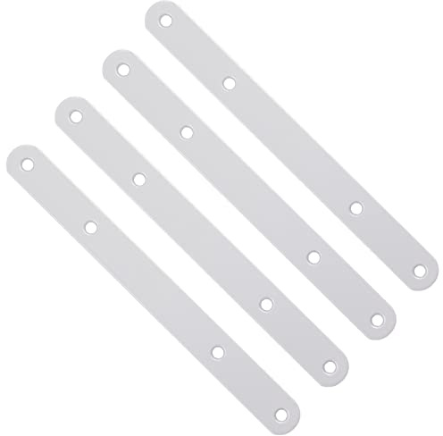 SOTECH 4 Stück Flachverbinder 200 x 20 x 3 mm Silbergrau Verbindungslaschen Möbelverbinder Korpusverbinder Blendenverbinder Frontblendenverbinder Verbindungsbleche