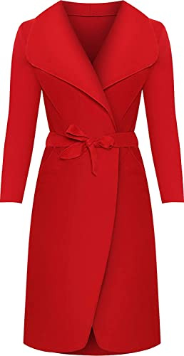 Crazy Girls Womens Ladies Celebrity Style Drape Waterfall Jacket Long Sleeve Belted Oversized Trench Coat
