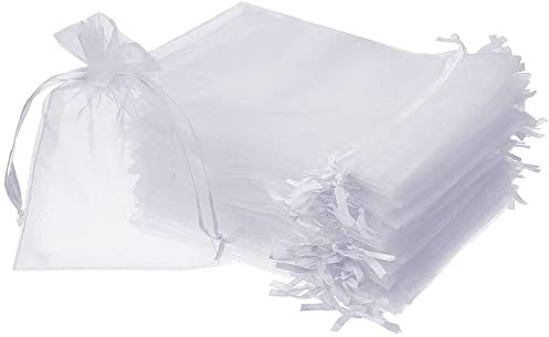 WAYOUTER 100 Stück Organzasäckchen Organza Weiß 15x20cm Organzabeutel Schmuckbeutel Geschenk Hochzeit Säckchen
