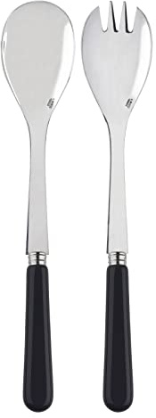 Sabre Paris | Couverts à salade 26,5 cm Pop couleur Noir, 2 pièces. Couvert en Acier Inoxydable. Idéal pour les grands saladiers et servir les salades d'été.