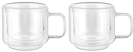 KASANOVA Set 2 tazze tè 200 ml in vetro borosilicato trasparente
