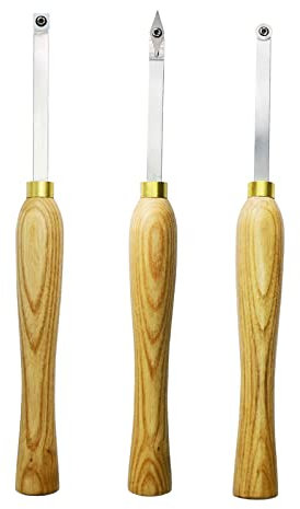 CDBP Drechselwerkzeug, Drechseleisen Set Drehmaschinen Drehmeißel für Holz, 3-Teiliges Set Drechselzubehör mit Rundkopf, Vierkantkopf, Diamantkopf, Hartmetall Drehstahl Holzdrehwerkzeug