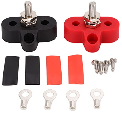 M6 1/4 Bornier de Distribution D'alimentation de Batterie, 48V Barre de Bus Terminale de Voiture avec Couvercle, Bornier de Batterie Connecteur, Borne de Jonction de Goujons pour Camion RVs