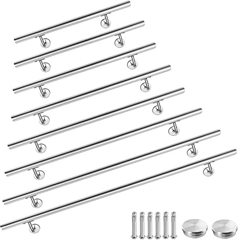 YRHome 160cm Edelstahl Handlauf Treppengeländer Geländer Ø 40 mm Wandhandlauf Wandhalter Wand Treppe Gebürsteter Edelstahl für Balkon Brüstun Innen und Außen Treppen