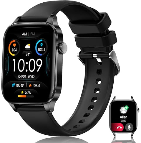 HXQHSTBG Orologio Intelligente Donna, 1,85 Smartwatch con chiamate, orologio sportivo digitale con monitoraggio del sonno, 120+ sport, smart watch con contapassi per Android iOS, IP67 (Nero)