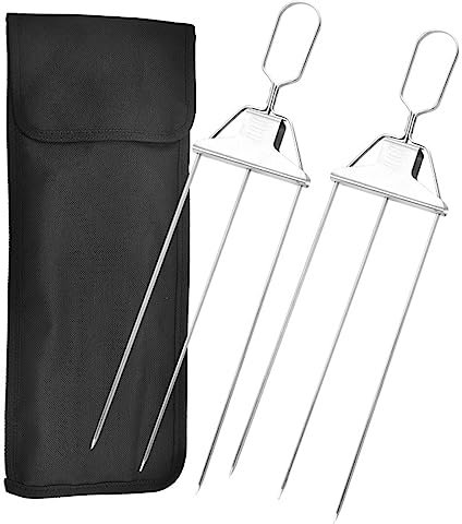 2 x 3-Wege-Grillspieße, Spieße für Kabobs, 3-Zinken-Spieße, 3-Wege-Grillspieße, Metallspieße zum Grillen, Grillspieße