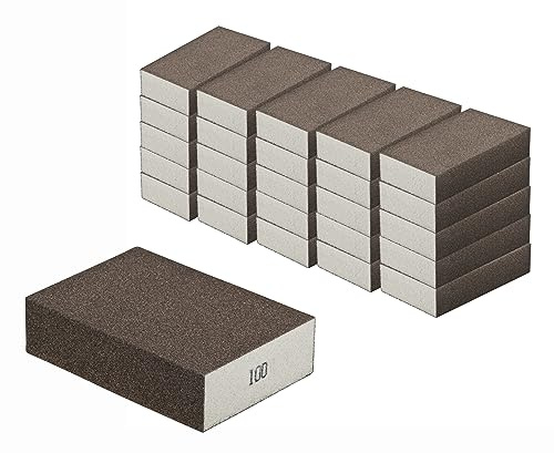 Schleifschwamm 25 Stück Schleifschwämme mittlere Körnungen K100 für Holz Lack Metall Trocken u. Nass Schleifen waschbar u. wiederverwendbar