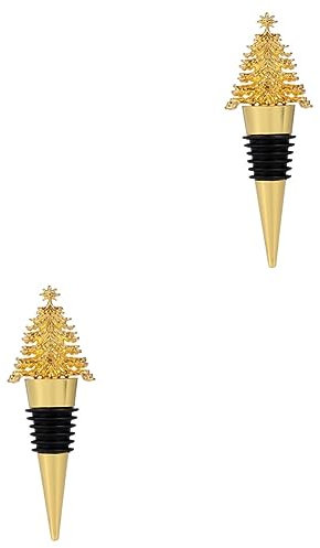 BESTonZON 2 Stk Weihnachtsbaum Weinkorken Flaschendeckel Für Spirituosen Weinflaschenverschluss Weinflaschenverschlüsse Für Weihnachten Weihnachtstischdekoration Geschenk Metall Whiskey Bier