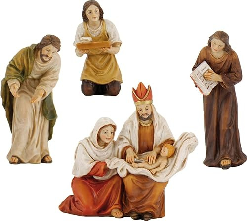 FADEDA 4 figuras de la pasión: circuncisión de Jesús/altura: 9 cm/pintadas a mano/detalladas figuras de belén - decoración de mesa de Navidad accesorios de pesebre