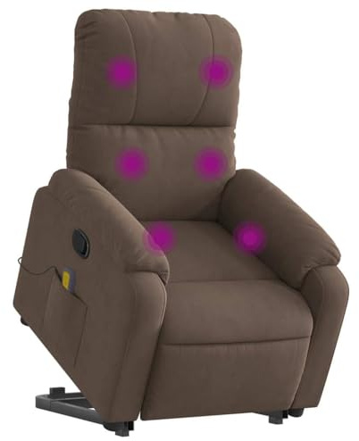 vidaXL Massagefåtölj med uppresningshjälp brun mikrofibertyg, fåtölj, fåtölj med uppresningshjälp, reclinerstol, fåtöljer